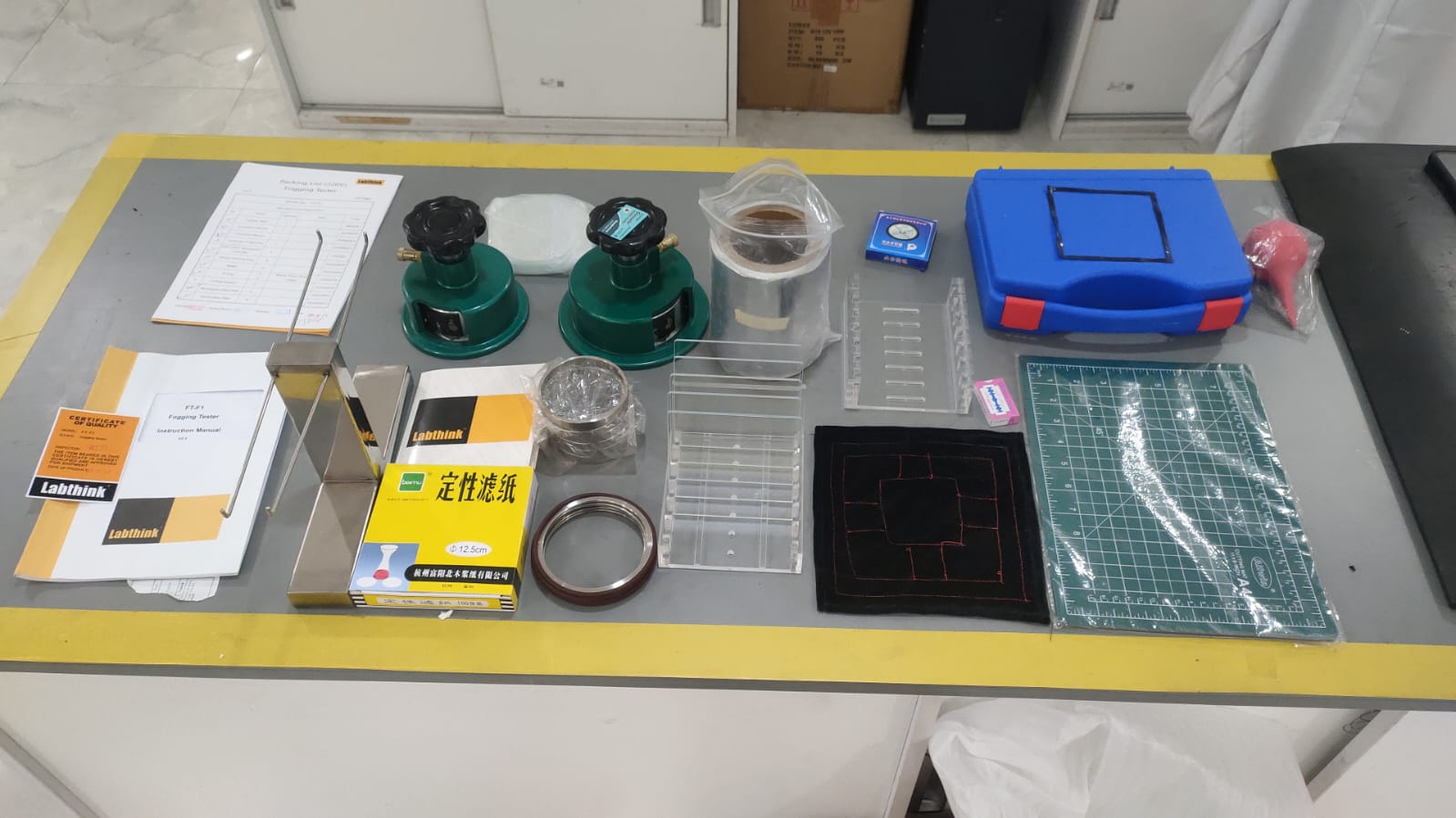 FT-F1 accessories and documentation laid out at Validate India during the installation visit.