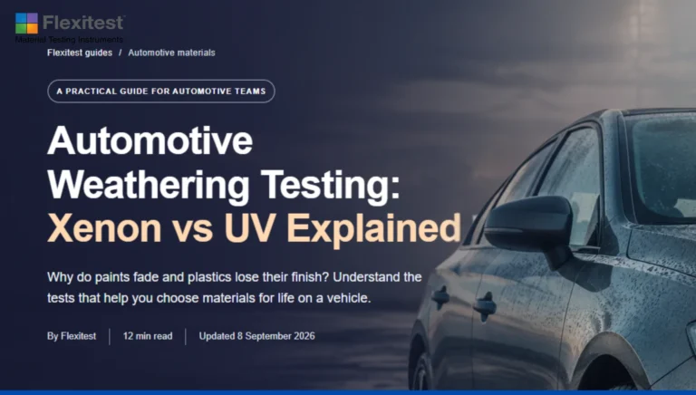 Automotive Weathering Testing: Xenon vs UV Explained — rain-covered car bodywork showing paint and plastic finish exposed to the weather