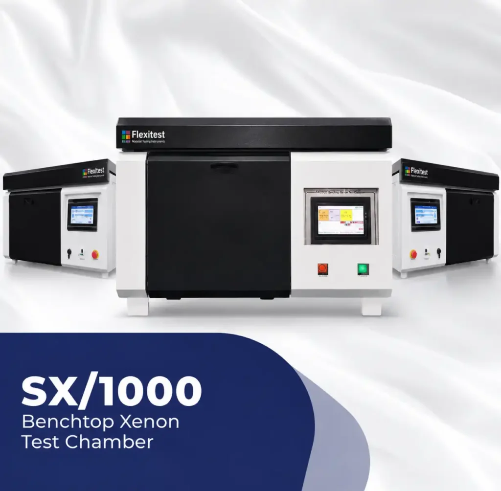 Flexitest SX/1000 Benchtop Xenon Test Chamber displayed from multiple angles